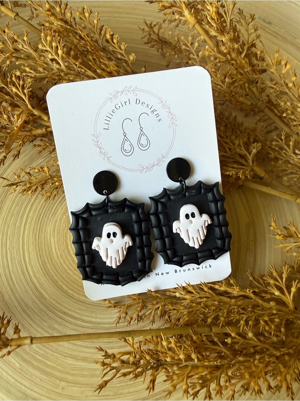 Kids Black Ghost Web Earrings